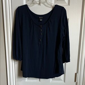 Lucky Brand Navy Blouse with Button Detail
